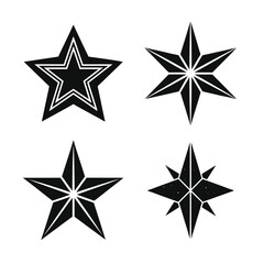 Four Abstract Black Star Shapes Collection
