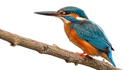 Common kingfisher  alcedo atthis  isolated on a white background. AI GENERATED