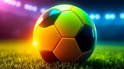 Fototapeta premium Abstract soccer ball on grass background 