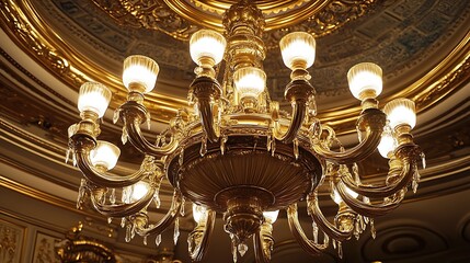 Old style ceiling room chandelier golden color