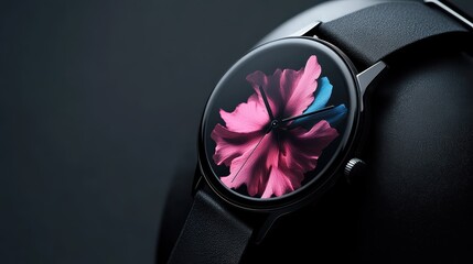 A chic watch featuring a beautiful floral design on the face, symbolizing elegance and timeless beauty, perfect for fashion enthusiasts and daily wear.