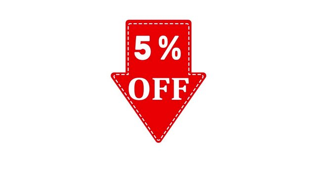 5 percent off. Animated arrow pointing to a product with a 5 percent discount.