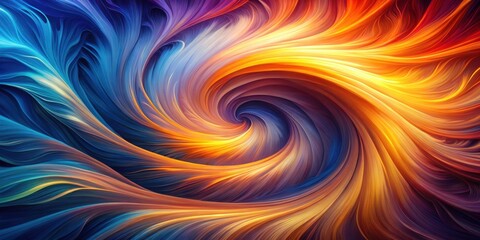 Abstract swirling vortex of vibrant hues, dynamic energy and flowing lines create a mesmerizing visual experience