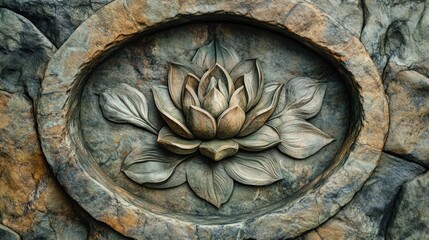 Stone Carving of a Lotus Flower