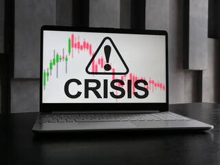 Economic crisis is shown as business and financial concept. Financial crisis ahead