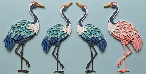 Obraz premium two pink flamingos in the water