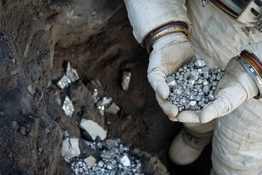 Astronaut collecting samples on extraterrestrial surface Generative AI - Powered by Adobe