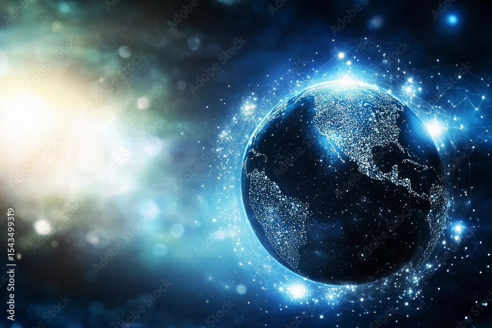 Poster beautiful globe planet showcasing detailed features generative ai