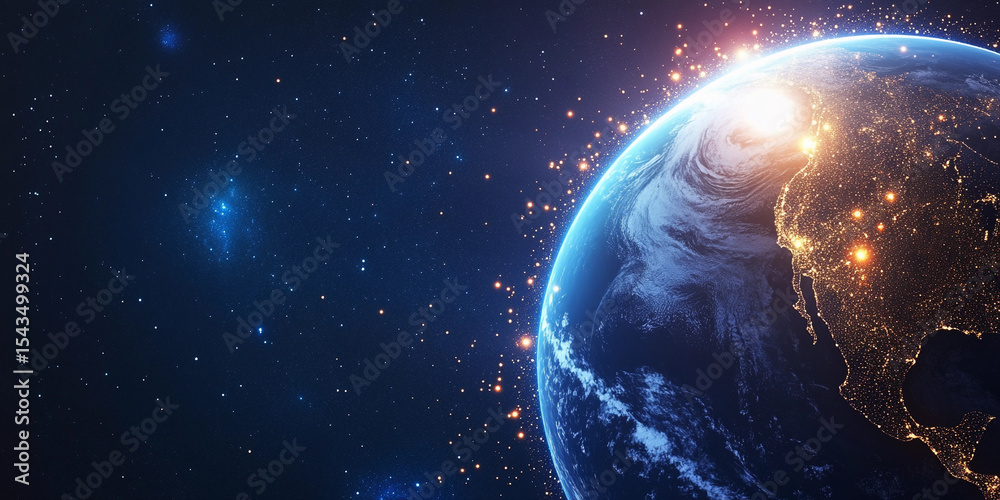 Poster stunning depiction of earth in the vast universe generative ai