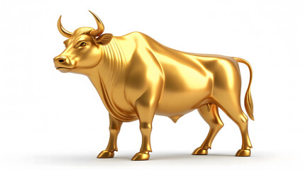golden bull isolated on white background