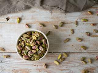 Pistachio nut cashew. Healthy snack high in dietary fiber.
