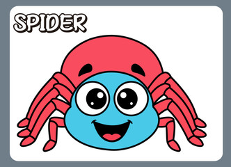 Cute little spider cartoon illustration. vector 2 dimension