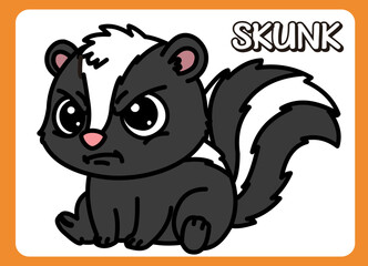 Cute little skunk  happy smile cartoon illustration. vector 2 dimension