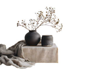 Isolated still life with vase on transparent background