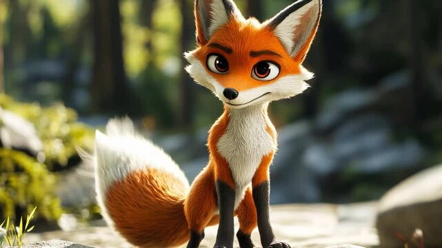 Enchanting Fox in the Forest: A captivating fox with expressive eyes and a confident stance comes alive amidst a soft-focus forest background. Its majestic features exude a unique charm.
