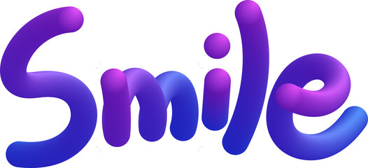 보라색과 파란색 그라데이션 3D 입체 'Smile' 글자