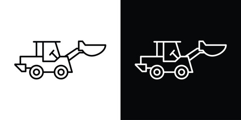 Front Loader truck icon filled flat sign concept for web design.