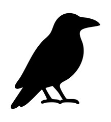 Striking black vector silhouette of a crow or raven. Ideal for Halloween, gothic themes, nature designs, or as a symbol of mystery and intelligence