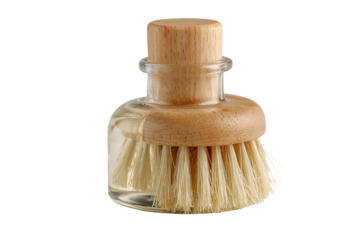 Wooden shaving brush on  transparent background