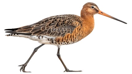 Obraz premium Black tailed godwit limosa limosa isolated on a white background. AI GENERATED