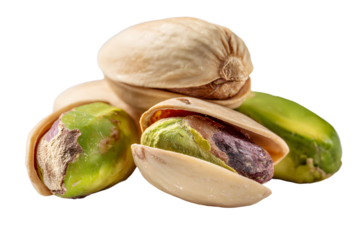 Group of pistachio nuts on transparent background