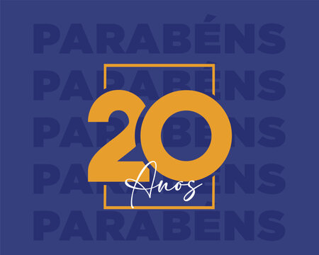 Cartaz de Anivers&aacute;rio com N&uacute;mero 20 &ndash; Parab&eacute;ns com Estilo Moderno