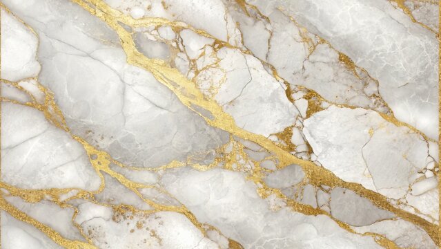 Elegant White Marble Texture with Golden Veins for Luxury Backgrounds