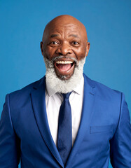 Shocked and surprised African American black senior businessman