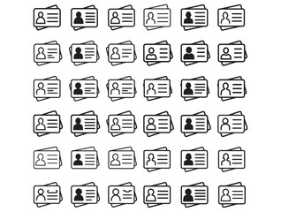 Business Card Icons, A set of black and white business card icons, business card, icon, icons, person, profile, contact, information, data, simple, clean, minimal, flat design, vector, graphic, illust