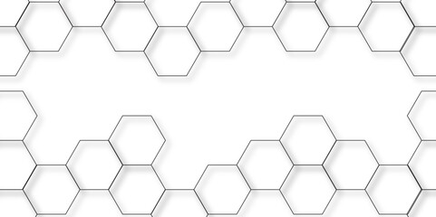 Abstract hexagon white background with shadow .white background Futuristic blue neon honeycombs. Modern technology design. Vector illustration.	