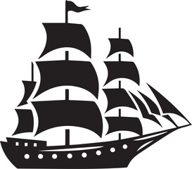 sailing ship vector silhouette logo design on white background