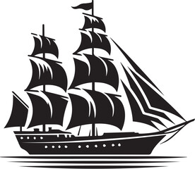 sailing ship vector silhouette logo design on white background