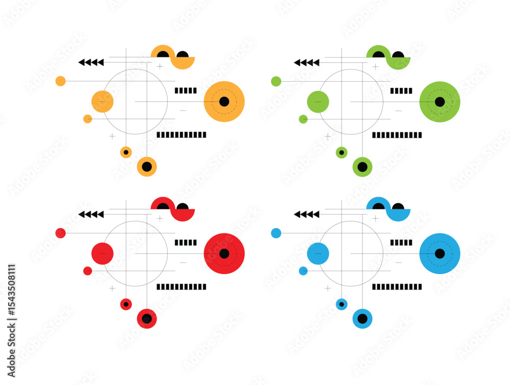 Poster abstract technological blueprint design element various colors. graphic elements and concepts for in