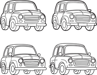 Obraz premium Set of vintage car icons and silhouettes vector collection