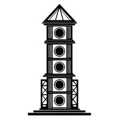 speaker tower silhouette vector black on white background