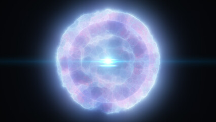 Soft glowing energy sphere with pale hues and gentle light flares, emitting an ethereal and futuristic glow