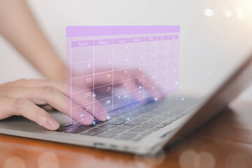  Business people use work schedules in business as a technological plan and project for proper...