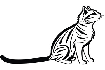 Elegant Black and White Cat Illustration Stylish Pet Design for Print or Web Use Perfect for Animal Lovers and Design Projects