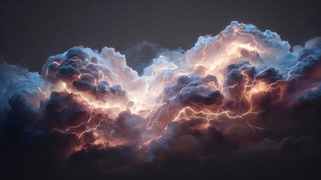 Dramatic Cloud with Lightning Strikes Photo