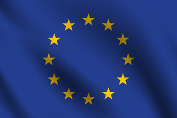 Flag of European Union. EU flag. European Union wavy flag digital vector illustration. Fluttering flag.