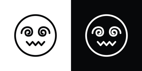 Hypnotized emoji icon filled flat sign concept for web design.