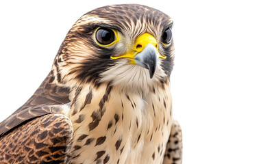 Obraz premium Close up of a falcon isolated on transparent background.