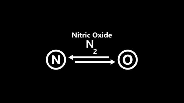 Nitric Oxide Molecular Structure animation.scientist Symbol,medical sing. Ball-and-stick, nitric oxygen monoxide structural formula, nitrous azote and oxygen, 3d render