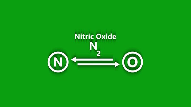 Nitric Oxide Molecular Structure animation.scientist Symbol,medical sing. Ball-and-stick, nitric oxygen monoxide structural formula, nitrous azote and oxygen, 3d render