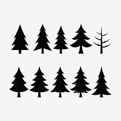 Obraz premium Perfect for Christmas, pine tree icons, and winter vector art on a white background.