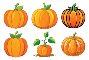 Pumpkin Halloween Set on a white backround .