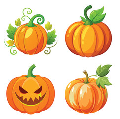 Pumpkin Halloween Set on a white backround .