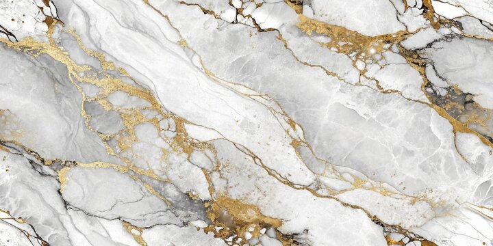 Elegant White Marble Texture with Golden Veins for Luxurious Backgrounds