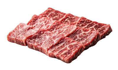 Sliced of japanese wagyu beef steak isolated on transparent background.