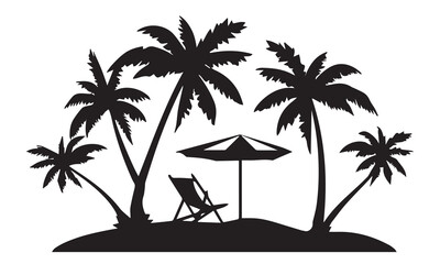 Summer beach sticker set with cute tropical elements.